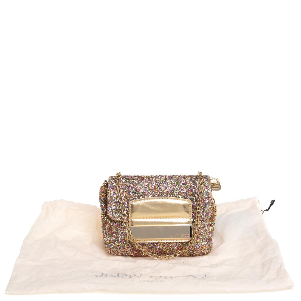 JImmy Choo Multicolor Glitter Mini Carolina Flap Chain Bag 3