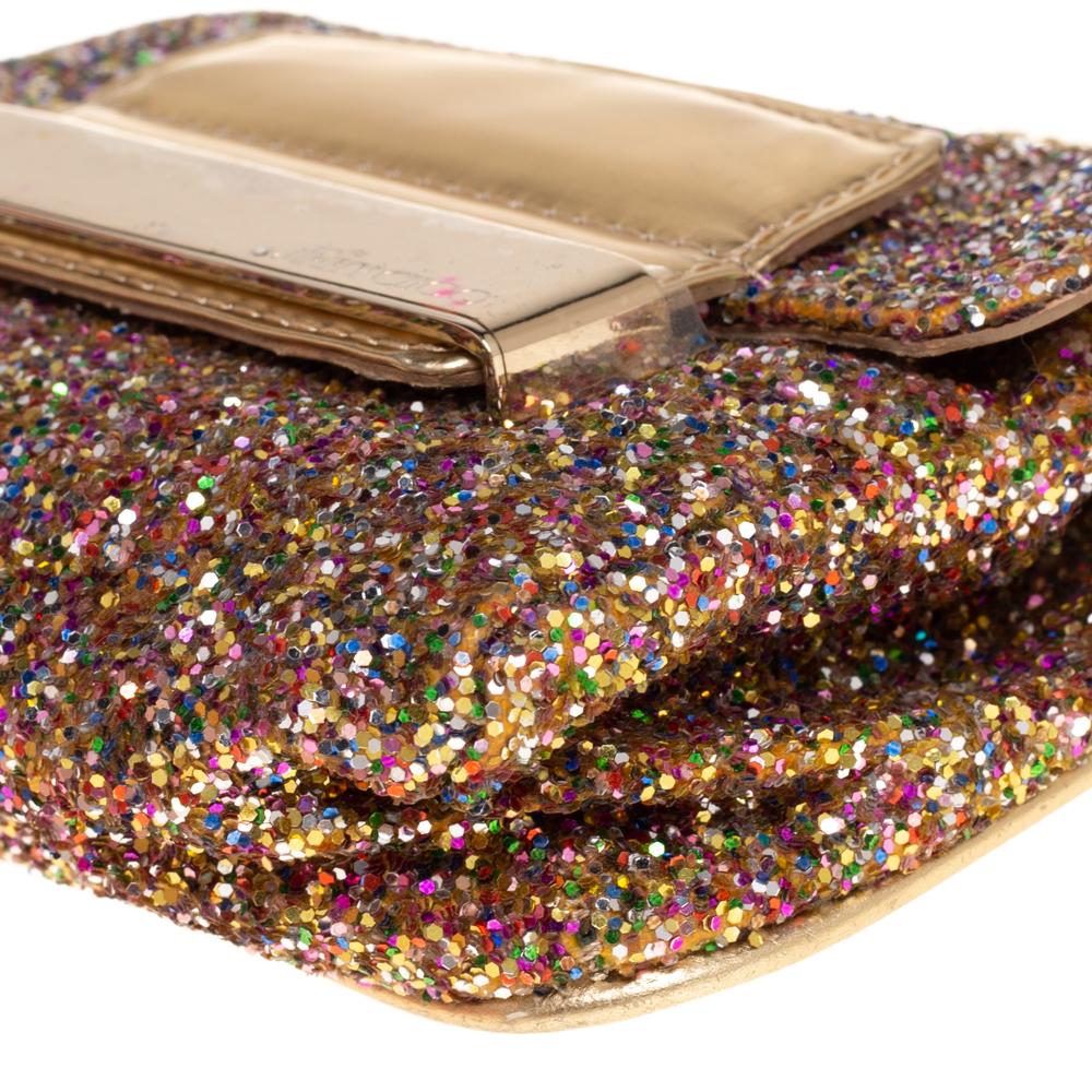 Women's JImmy Choo Multicolor Glitter Mini Carolina Flap Chain Bag