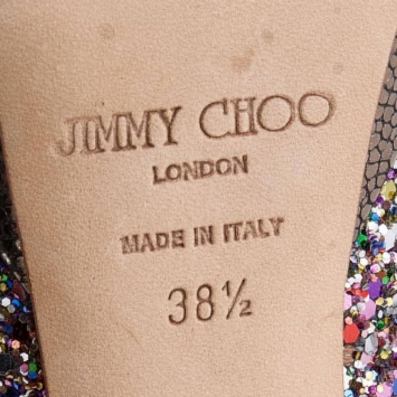 Jimmy Choo Multicolor Glitter Vibe Peep Toe Plateau Pumps Größe 38,5 im Angebot 2