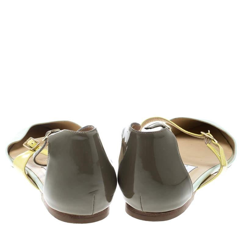 Jimmy Choo Multicolor Leather Ankle Strap D'orsay Pointed Toe Flats Size 37 1