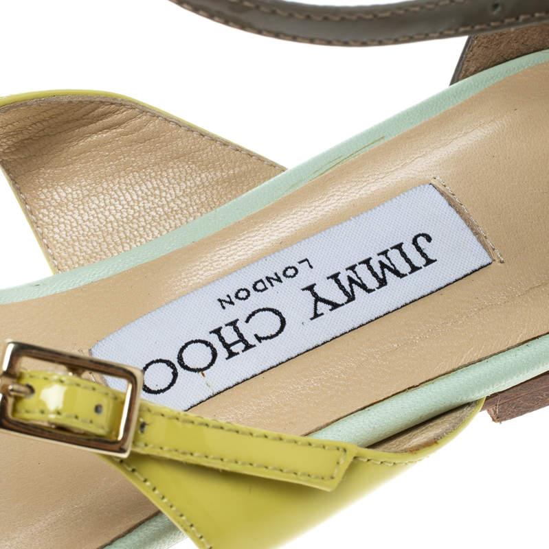 Jimmy Choo Multicolor Leather Ankle Strap D'orsay Pointed Toe Flats Size 37 3