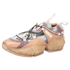 Jimmy Choo Multicolor Mesh And Suede Diamond Trial Low Top Sneakers Size 36.5