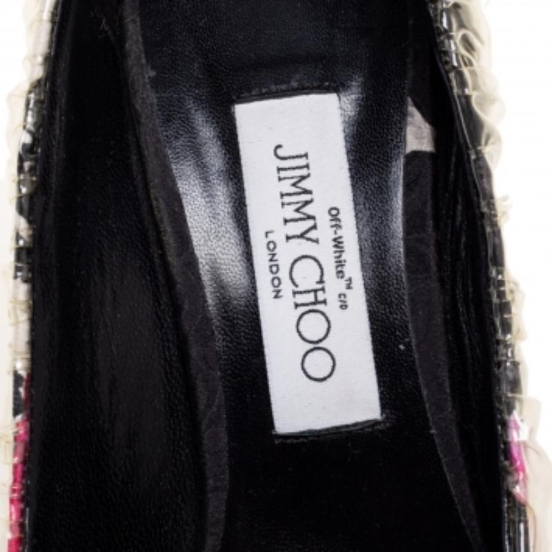 Jimmy Choo Multicolor PVC And Satin  Floral Jacquard Pumps Size 39 In Good Condition For Sale In Dubai, Al Qouz 2