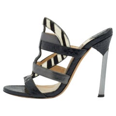 Jimmy Choo Multicolor Python/Kalbshaar und Leder Sandalen Größe 35.5