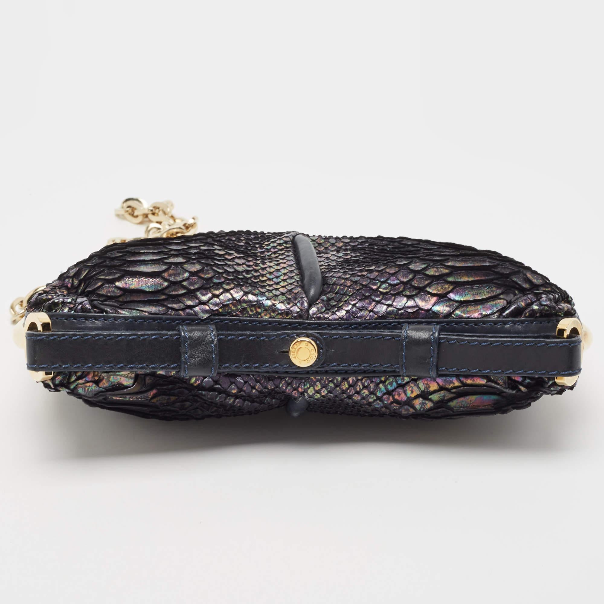 Jimmy Choo Multicolor Python Frame Chain Shoulder Bag For Sale 1