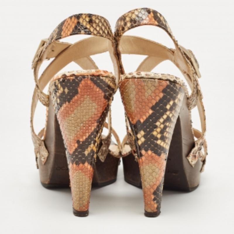 Jimmy Choo Multicolor Python Leder Knöchelriemen Sandalen Größe 37 im Angebot 2