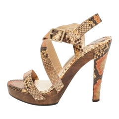 Jimmy Choo Sandalias con correa en el tobillo de piel de pitón multicolor talla 37