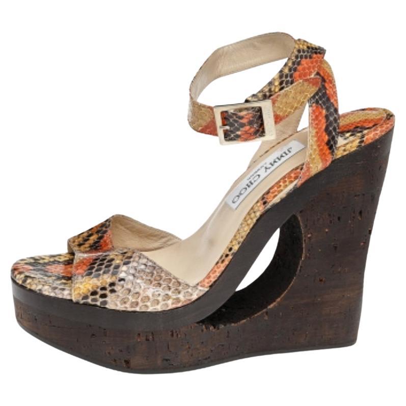 Jimmy Choo Sandalias de cuña Penelop de piel de pitón multicolor talla 38