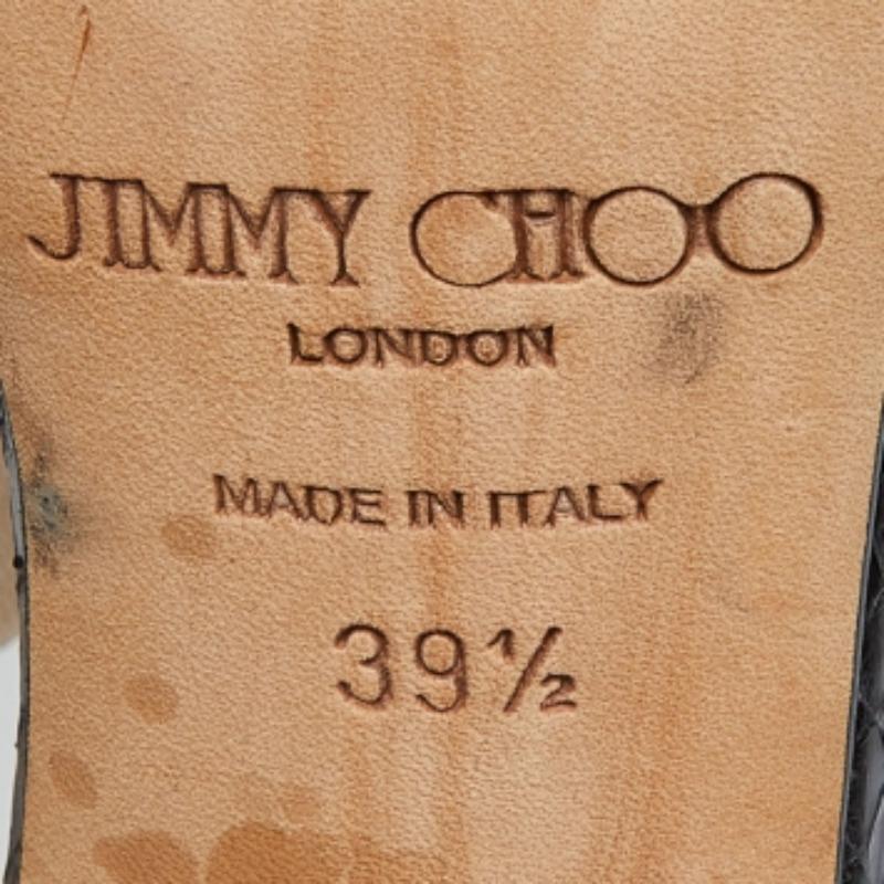 Jimmy Choo Sandali con cinturino alla caviglia in pelle di serpente multicolore misura 39,5 in vendita 3