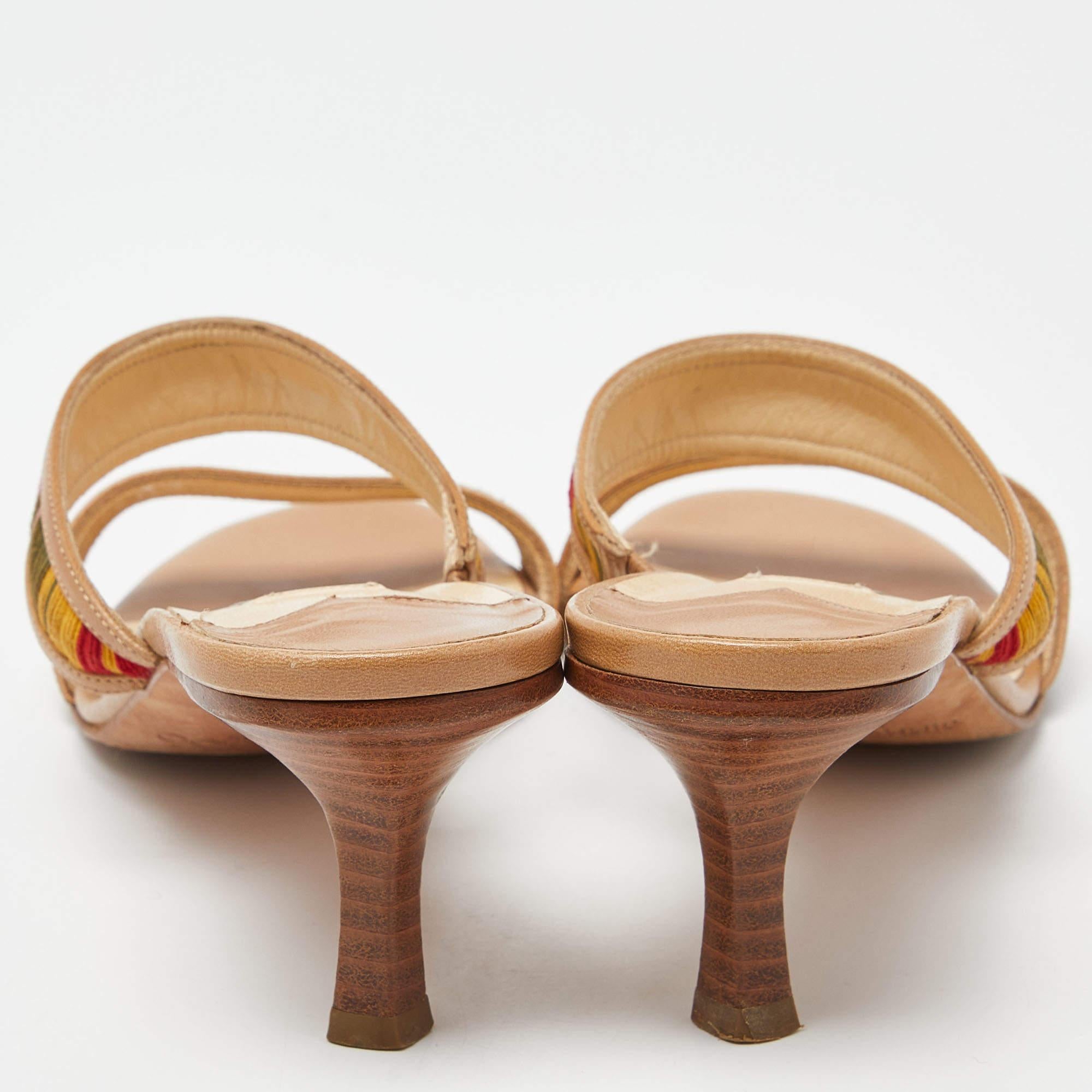 Jimmy Choo Sandales Slide en cuir et daim multicolores Taille 37 Pour femmes en vente