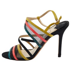 Jimmy Choo Multicolor Suede and Mesh Ankle Strap Sandals Size 36.5