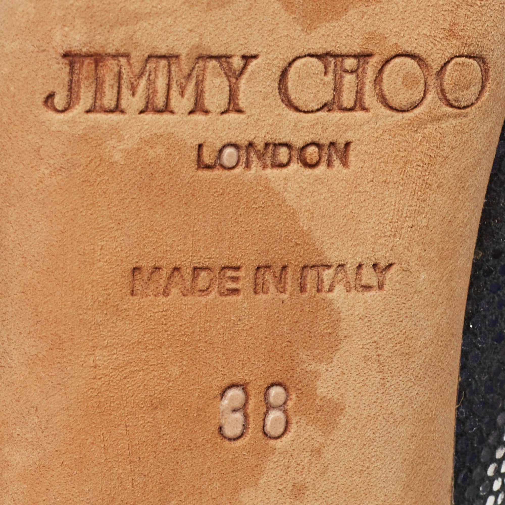 Jimmy Choo escarpins à bout ouvert en daim texturé multicolore, taille 38 en vente 3