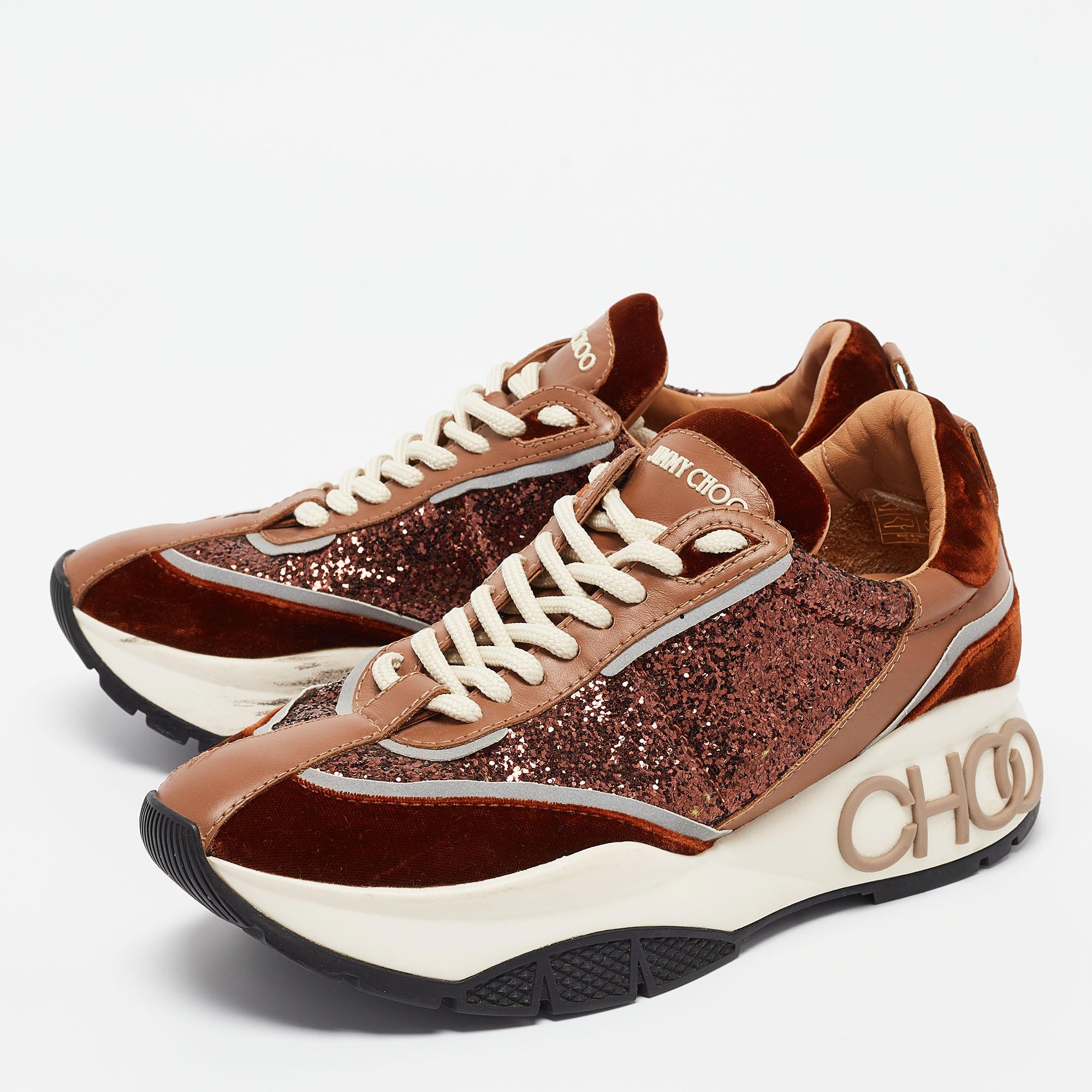Presented in a classic silhouette, these Jimmy Choo sneakers are a seamless combination of luxury, comfort, and style. These sneakers are designed with signature details and comfortable insoles.

Includes: Original Dustbag