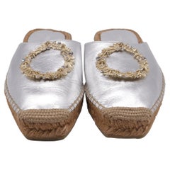 Jimmy Choo Nadene Flat Espadrilles in Silver Leather