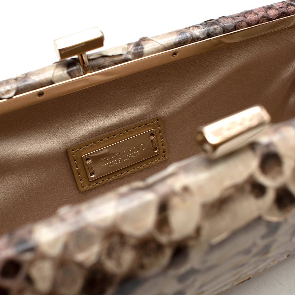 Brown Jimmy Choo Natural Python Clasp Clutch