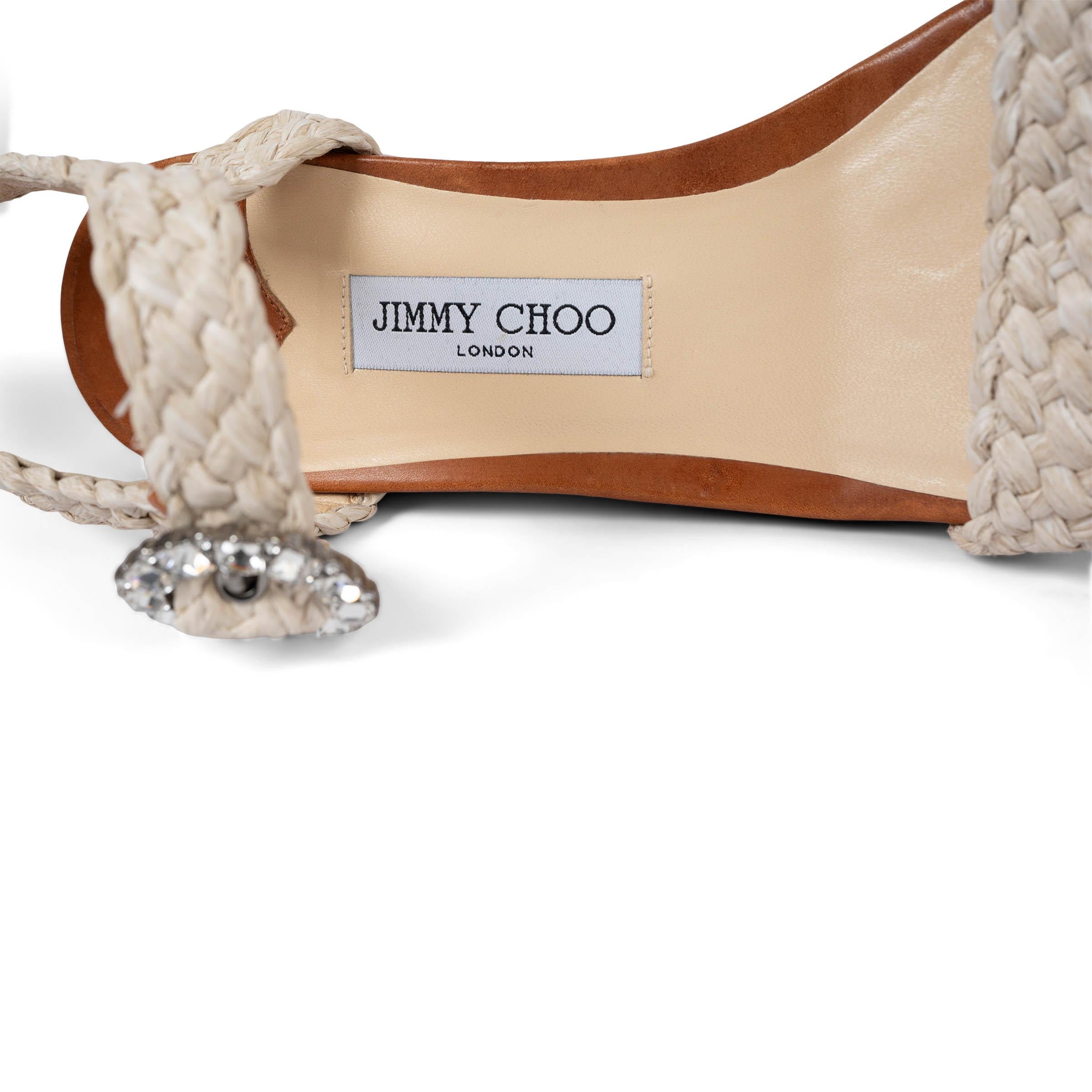 JIMMY CHOO natural raffia NYLAH 100 Platform Wedge Sandals Shoes 42 fit 41 For Sale 2