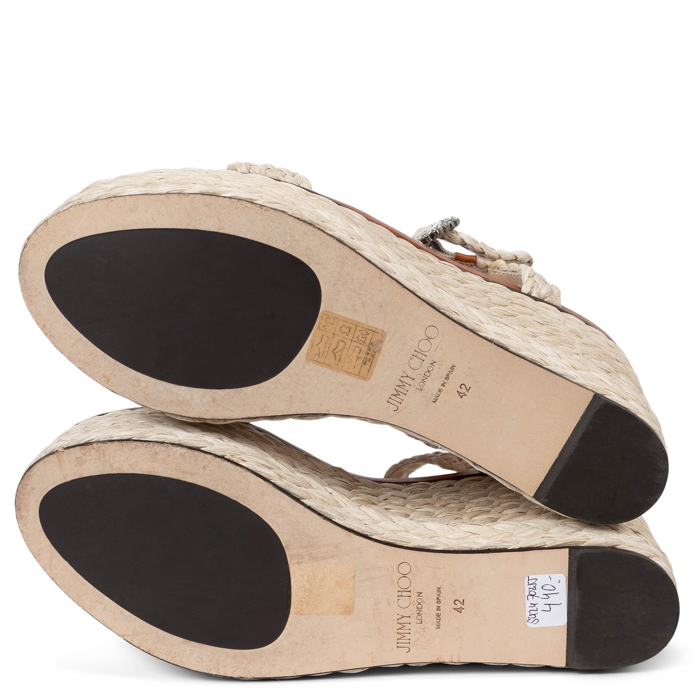 JIMMY CHOO natural raffia NYLAH 100 Platform Wedge Sandals Shoes 42 fit 41 For Sale 3