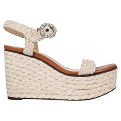 JIMMY CHOO NYLAH 100 Sandales compensées à talons compensés en raphia naturel taille 42, 41