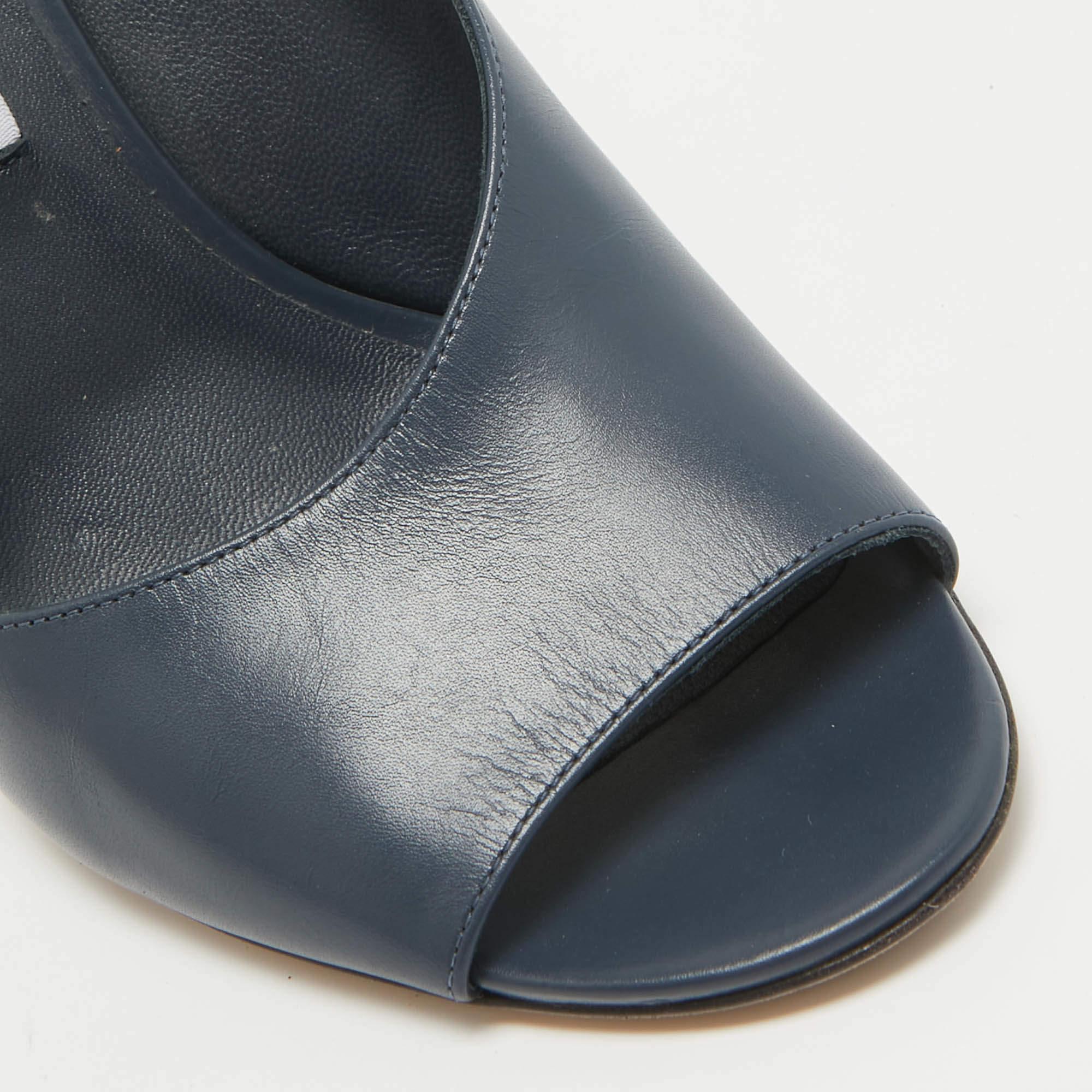 Jimmy Choo Navy Blue Leather Theresa Sandals Size 39.5 2