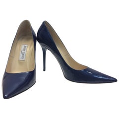Jimmy Choo Navy Blue Patent Leather Heel