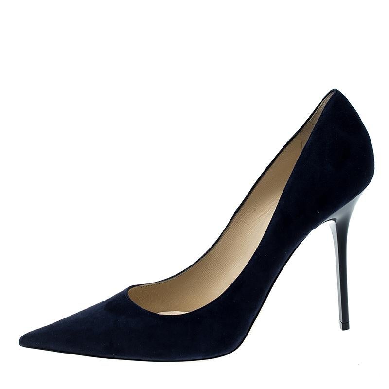 Jimmy Choo Navy Blue Suede Abel Pointed Toe Pumps Size 41 1