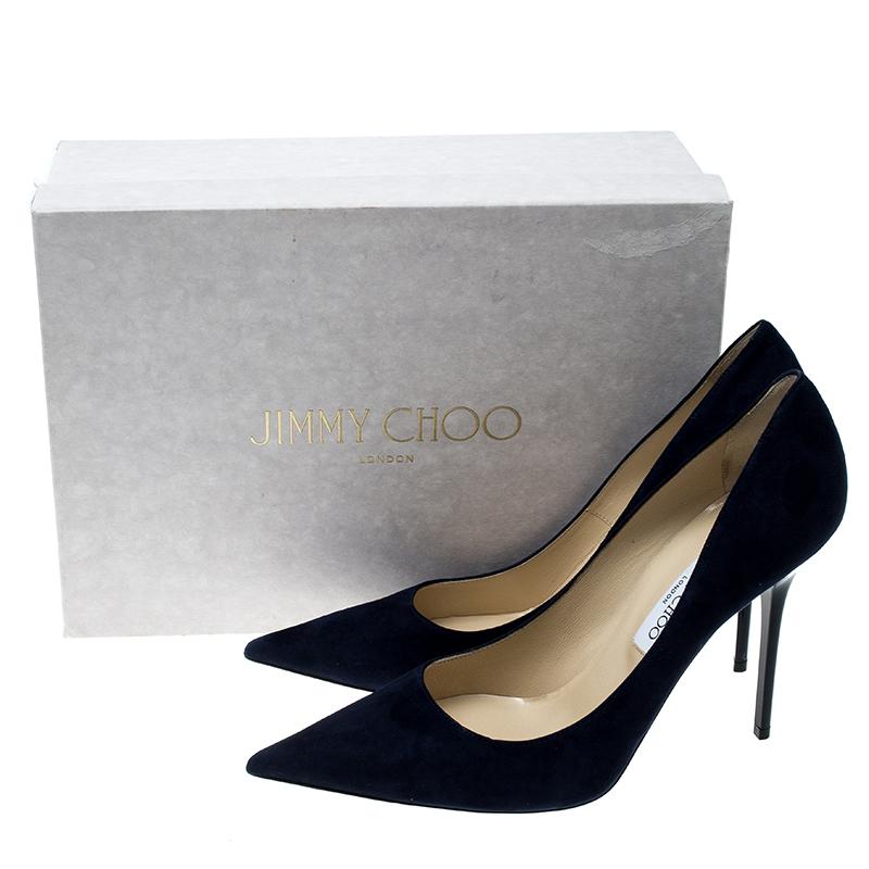 Jimmy Choo Navy Blue Suede Abel Pointed Toe Pumps Size 41 2