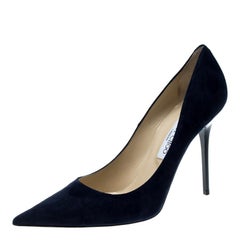 Jimmy Choo Navy Blue Suede Abel Pointed Toe Pumps Size 41