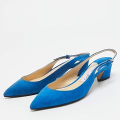 Jimmy Choo Navy Blue Suede Gemma Slingback Pumps Size 36