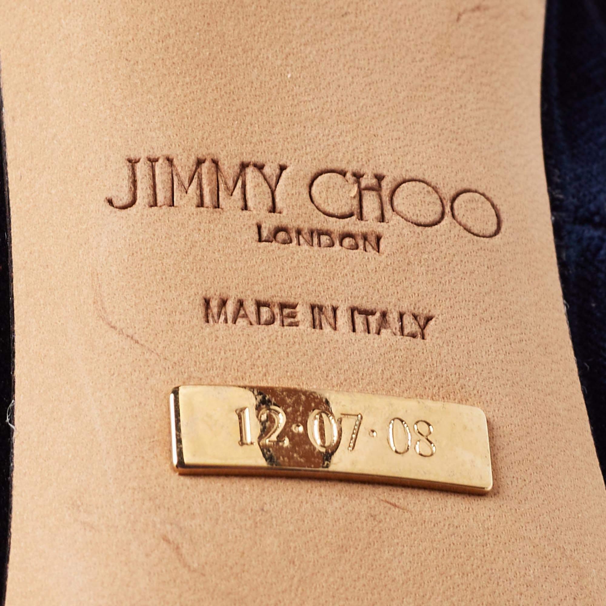 Jimmy Choo Navy Blue Velvet Romy Pumps Size 37 2
