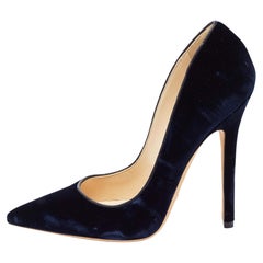 Jimmy Choo Navy Blue Velvet Romy Pumps Size 37