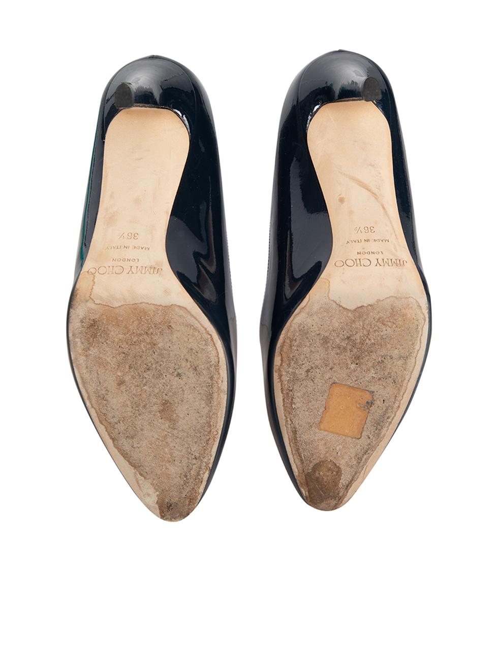 Jimmy Choo Navy Patent Leather Pumps Size IT 36.5 In Good Condition In London, GB