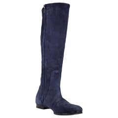 Jimmy Choo Navy Suede Knee High Boots Size IT 38