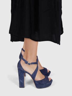 Jimmy Choo Navy Suede Platform Sandals Size IT 39
