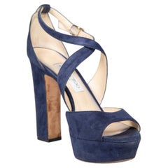 Jimmy Choo Navy Suede Platform Sandals Size IT 39
