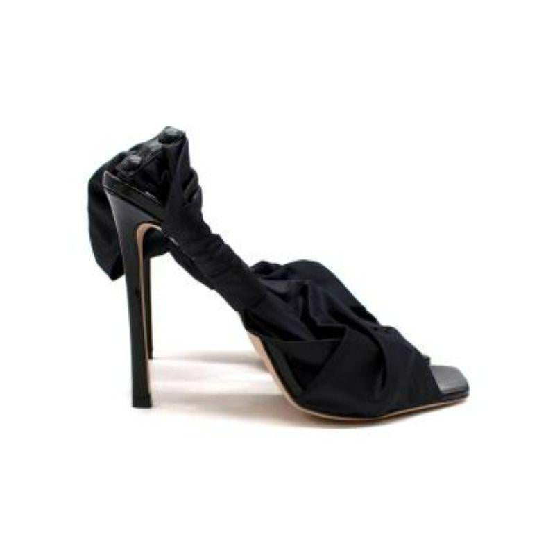 Jimmy Choo Neoma 110 Black Wetlook Jersey Sandals For Sale