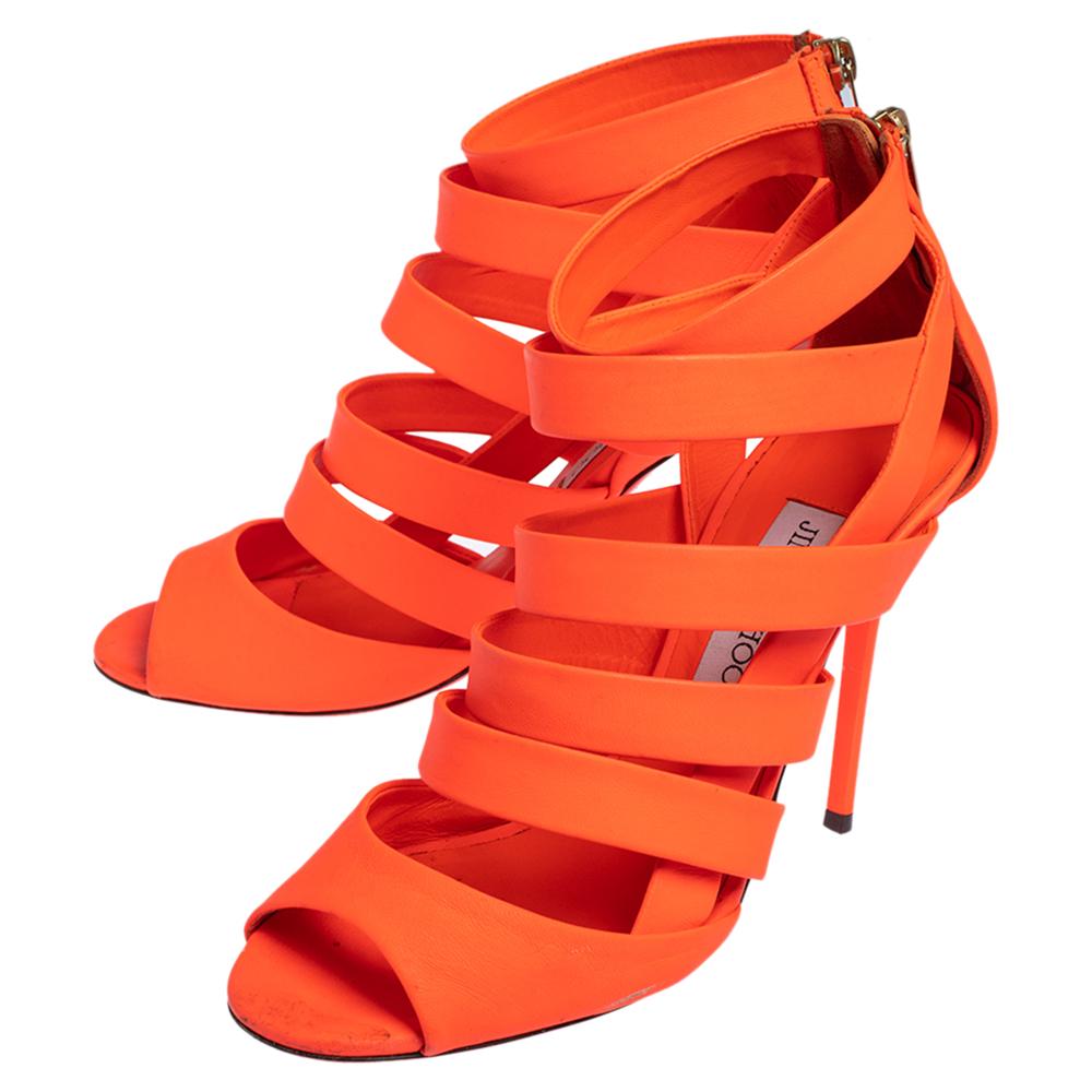orange caged heels