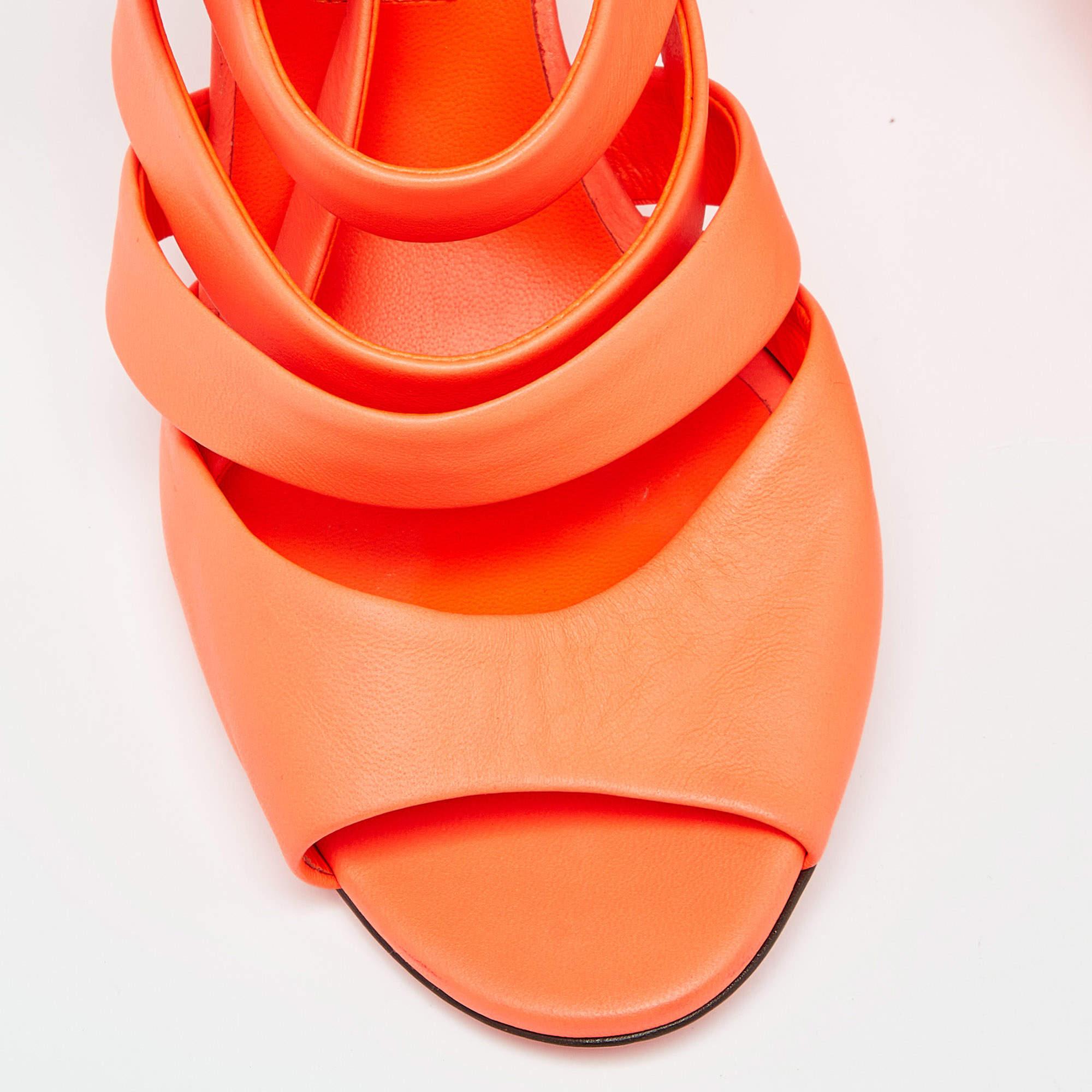 Women's Jimmy Choo Neon Orange Dame Sandals Size 39 For Sale