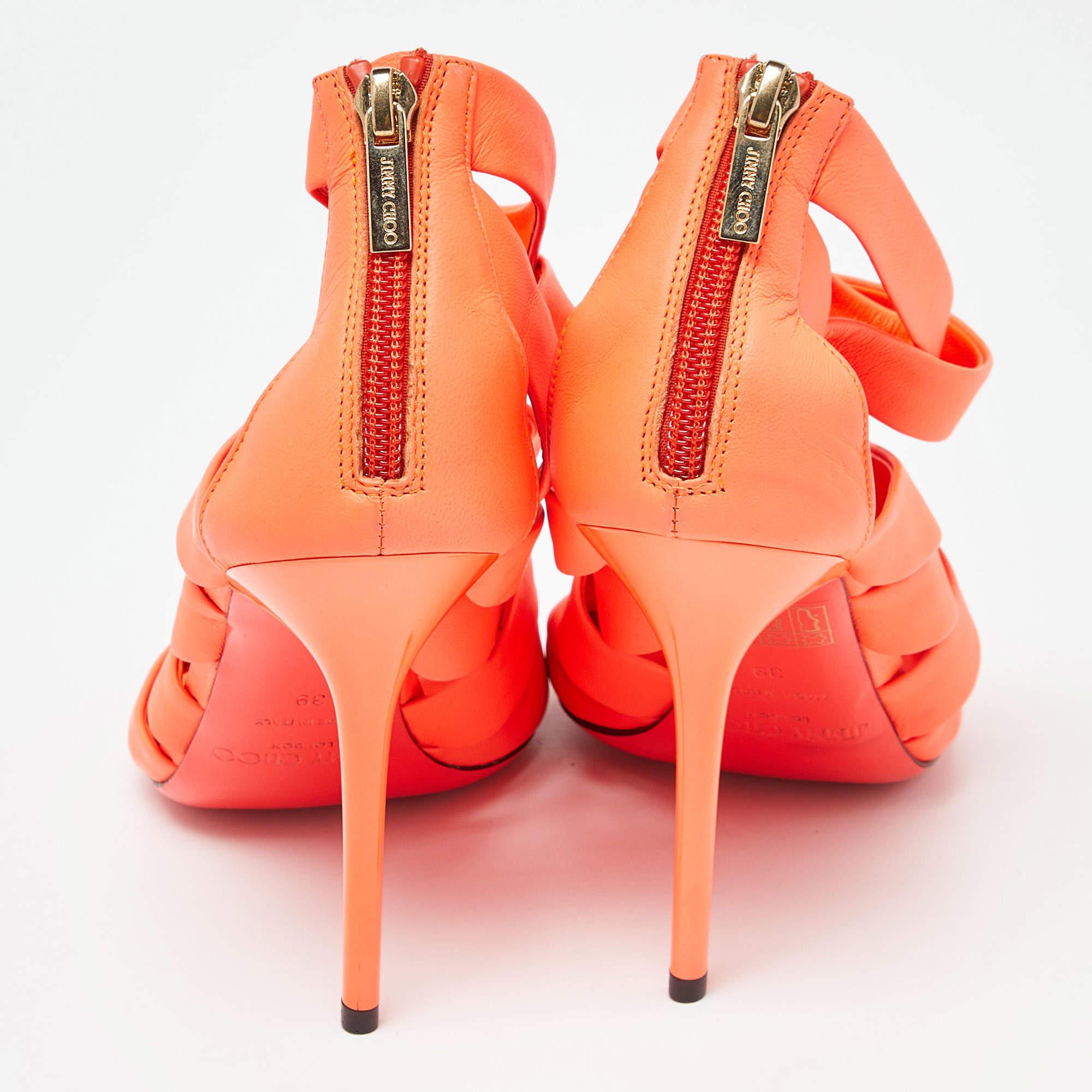 Jimmy Choo Neon Orange Dame Sandals Size 39 For Sale 1