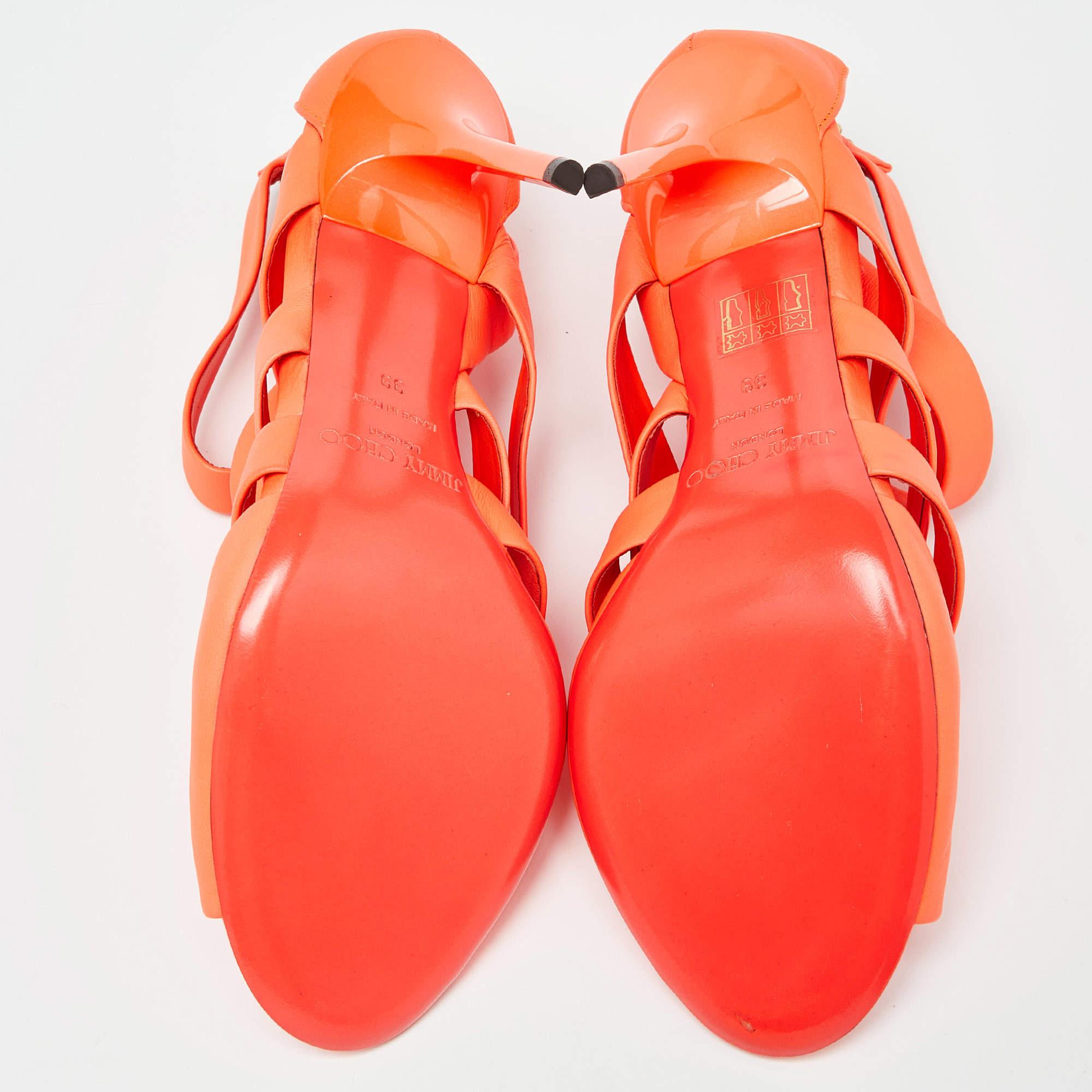 Jimmy Choo Neon Orange Dame Sandals Size 39 For Sale 2
