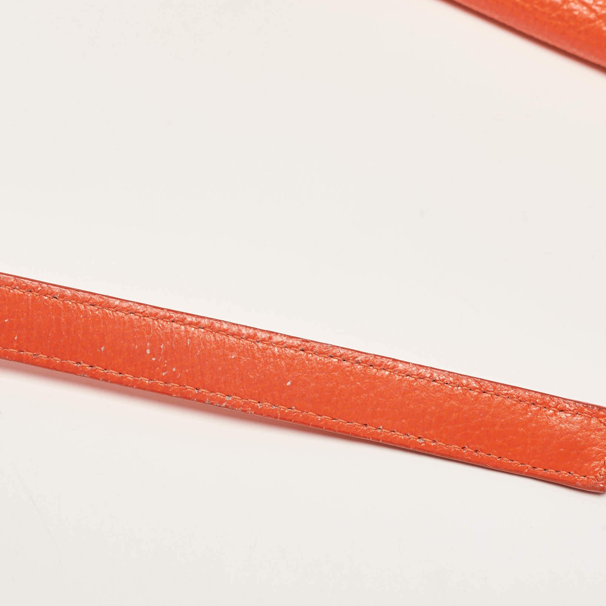 Jimmy Choo Neon Orange Leather Flap Shoulder Bag 6