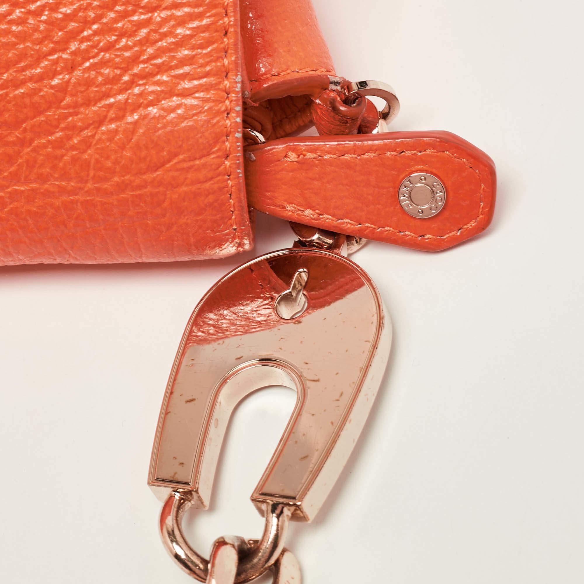 Jimmy Choo Neon Orange Leather Flap Shoulder Bag For Sale 8