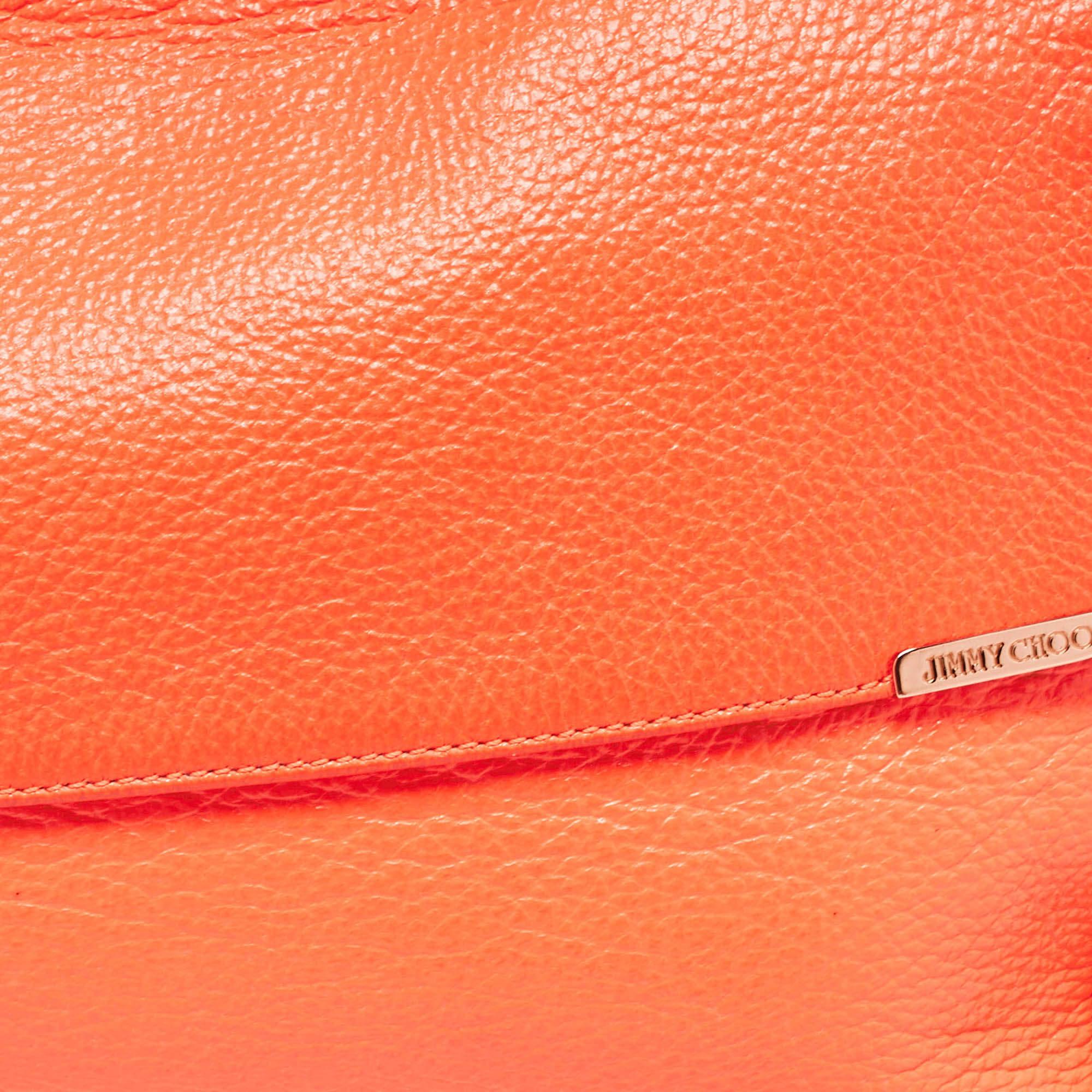 Women's Jimmy Choo Neon Orange Leather Flap Shoulder Bag