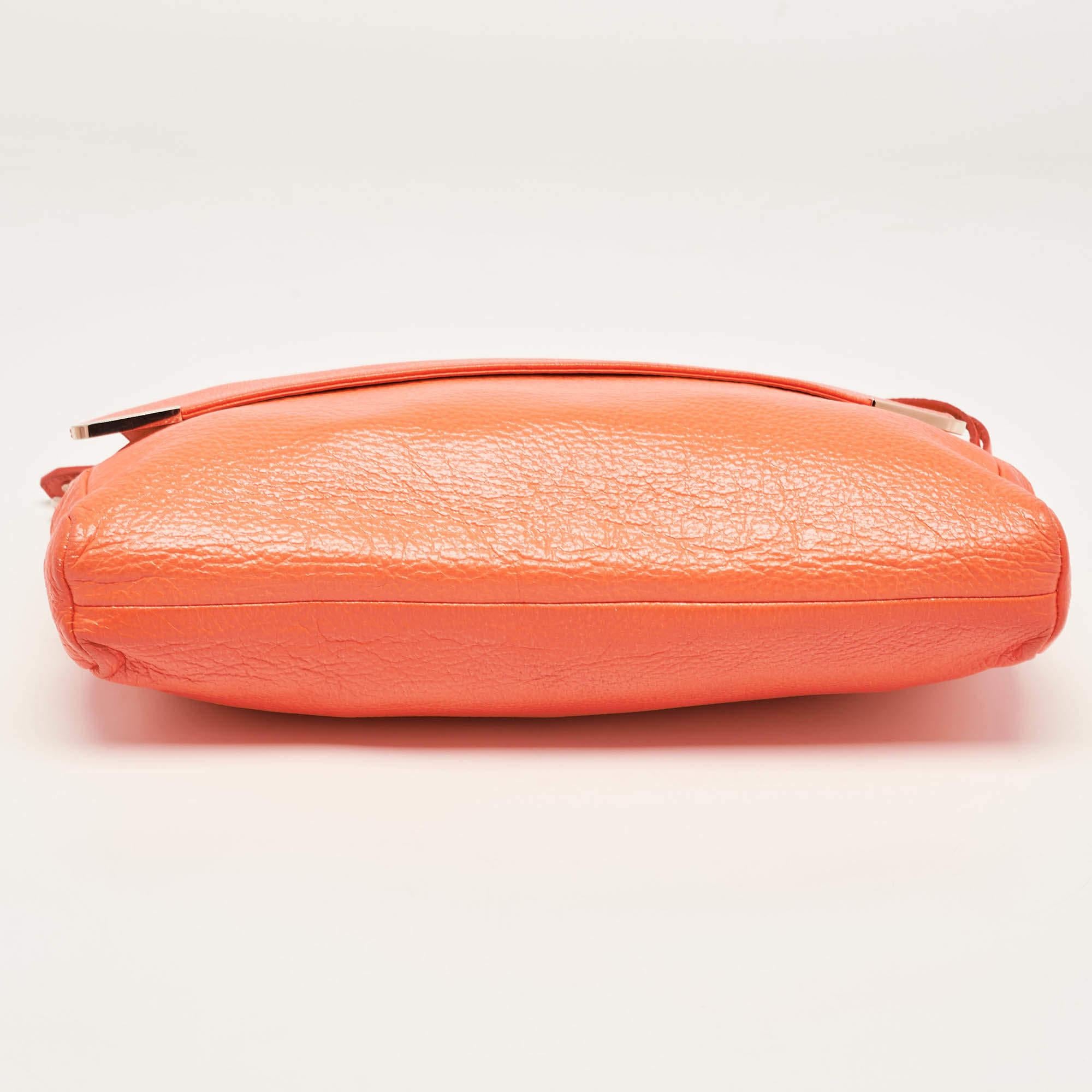 Jimmy Choo Neon Orange Leather Flap Shoulder Bag 1