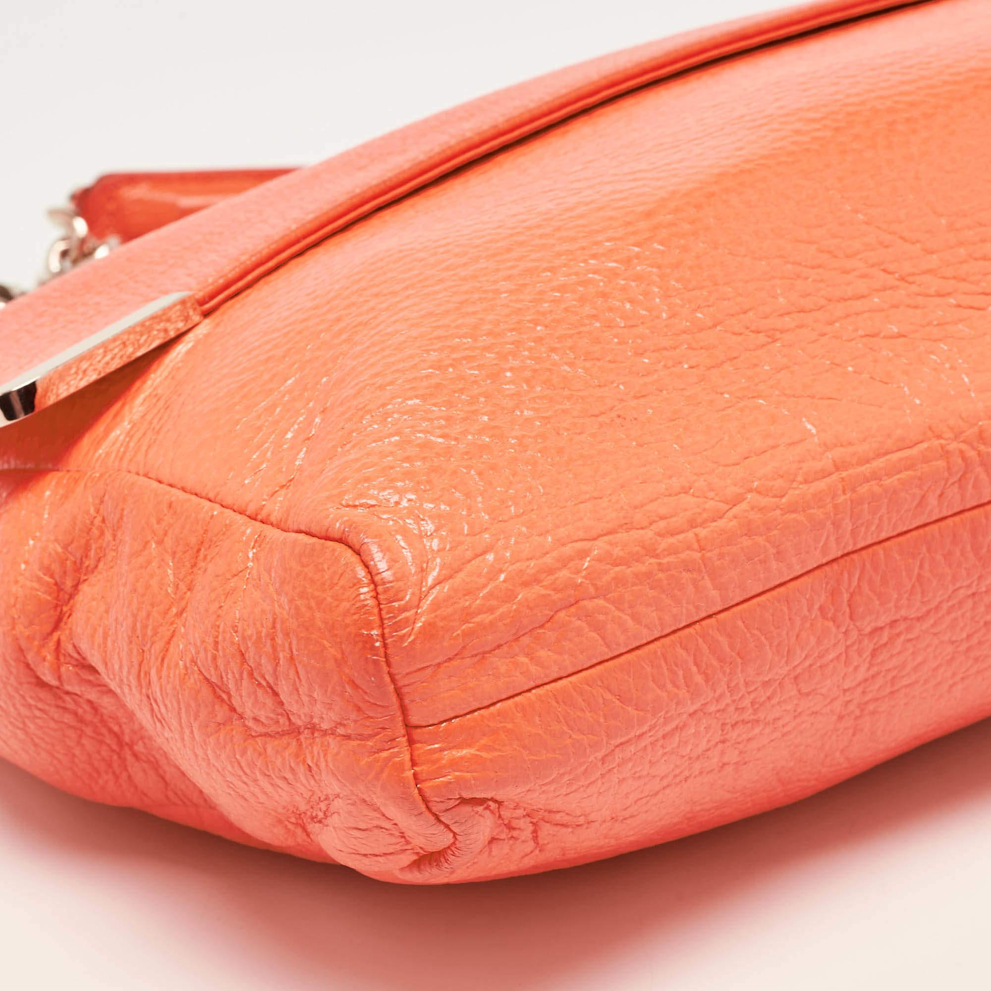 Jimmy Choo Neon Orange Leather Flap Shoulder Bag 1