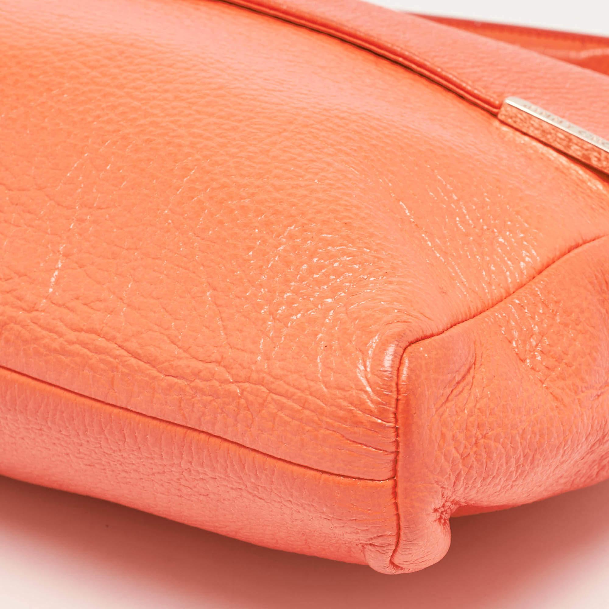 Jimmy Choo Neon Orange Leather Flap Shoulder Bag For Sale 2