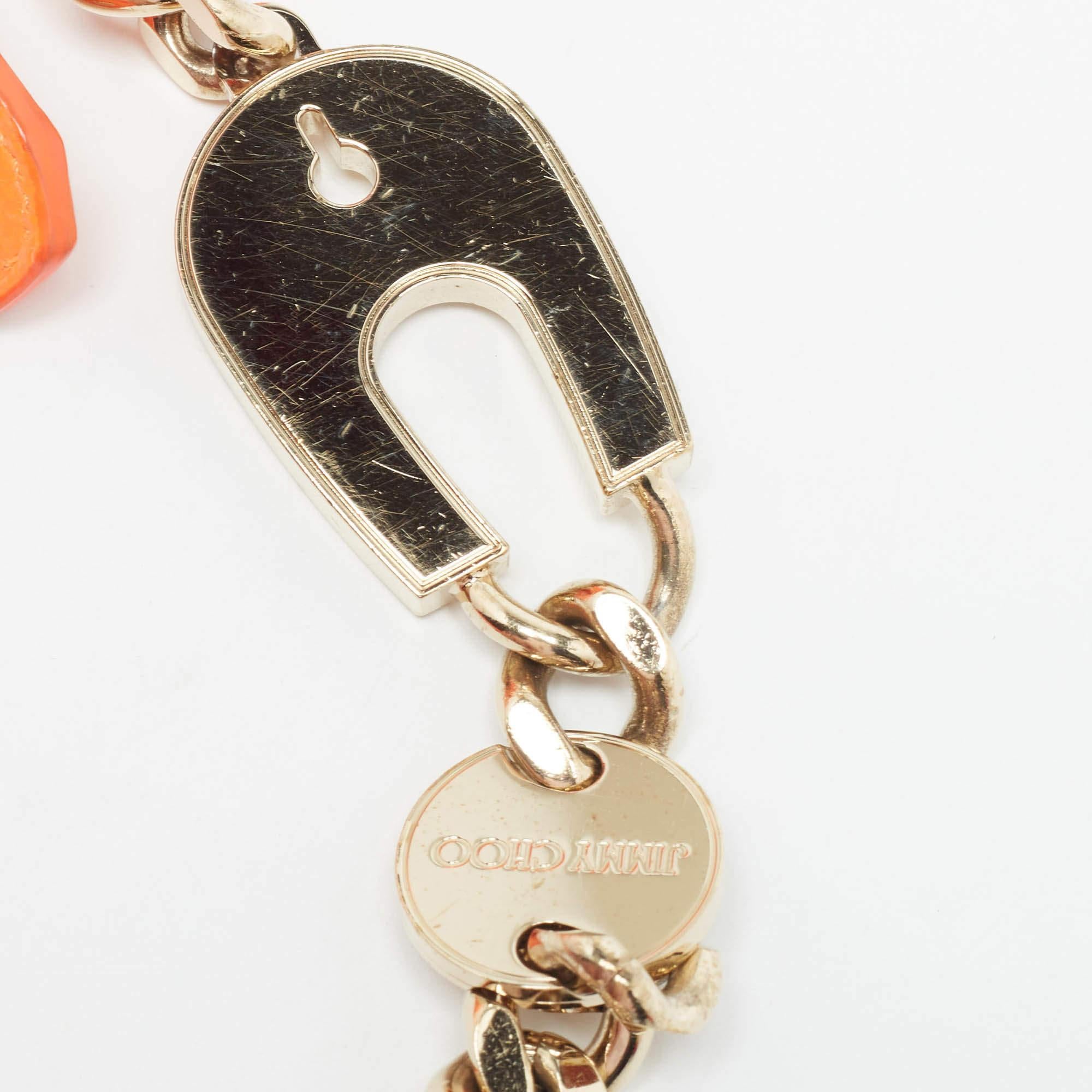 Jimmy Choo Neon Orange Leather Flap Shoulder Bag 5