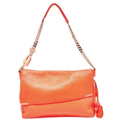 Used Jimmy Choo Neon Orange Leather Flap Shoulder Bag