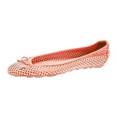 Jimmy Choo Neon Orange Perforated Leather Walsh Ballet Flats Size 37.5