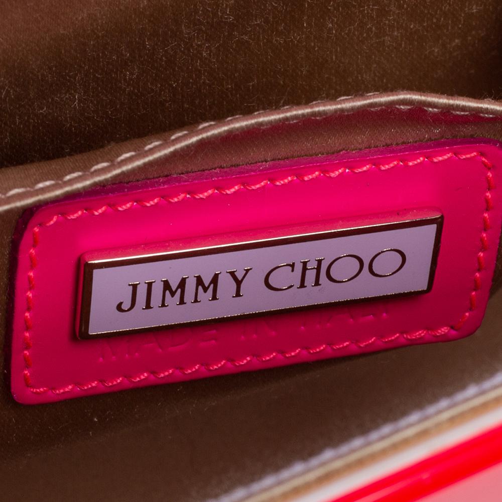 Jimmy Choo Neon Pink Acrylic Candy Clutch Bag In Good Condition In Dubai, Al Qouz 2