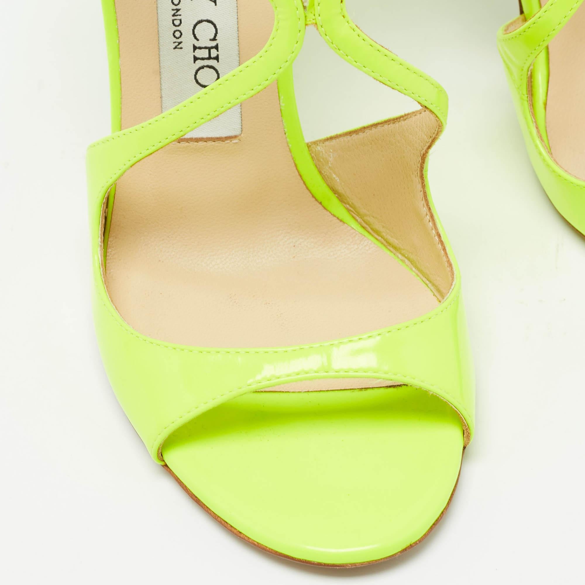 Jimmy Choo Neon Yellow Leather Lance Sandals Size 36 3